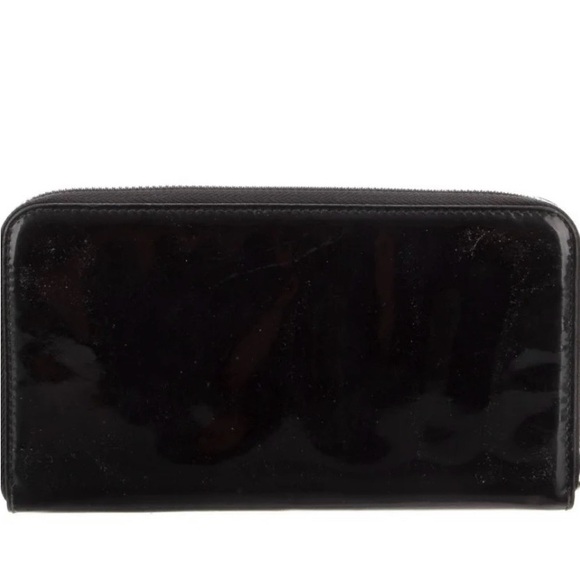 ‼️SALE‼️ Salvatore Ferragamo Black Patent Leather Double Gancini Clutch Wallet - Picture 5 of 6